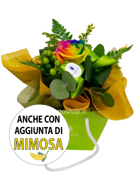 Boule piccola con rosa arcobaleno