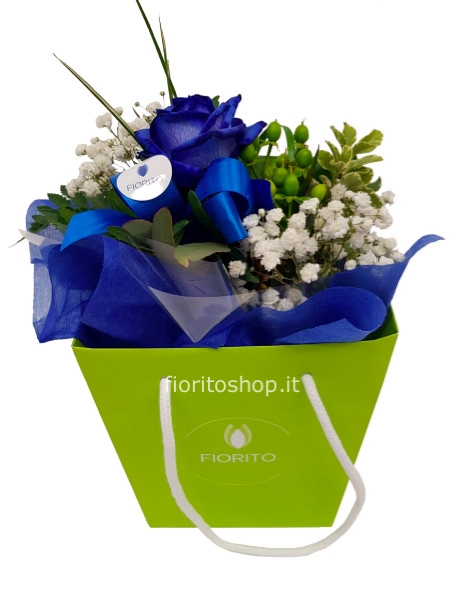 Boule piccola con rosa blu