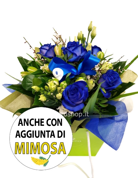 Boule grande con 5 rose blu