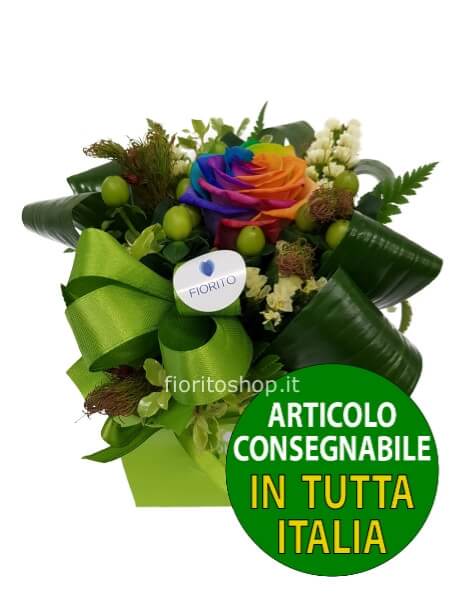 Cubotto con rosa arcobaleno