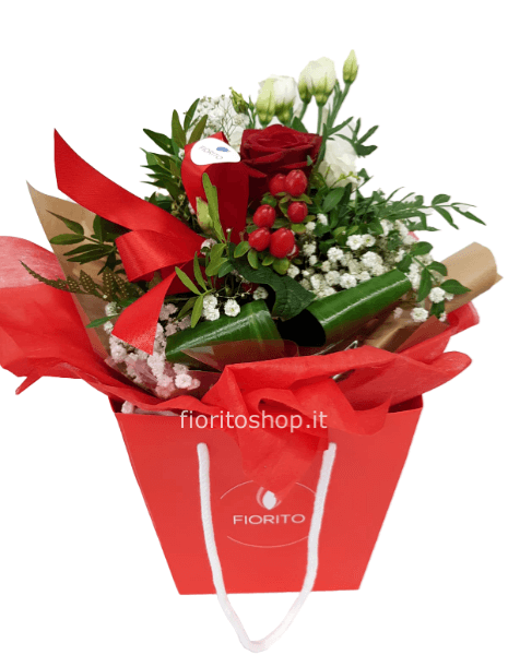 Boule piccola con rosa rossa