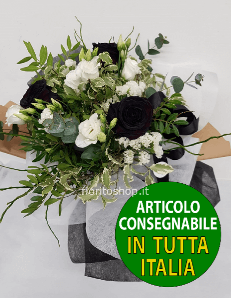 Bouquet con 3 rose nere