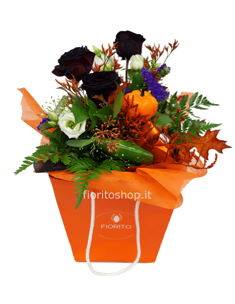 Boule grande Halloween con 3 rose nere