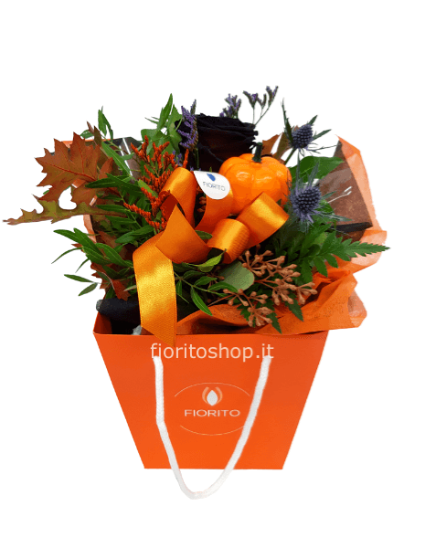 Boule piccola Halloween con rosa nera