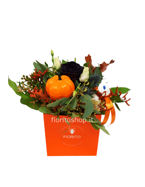 Cubotto Halloween con rosa nera
