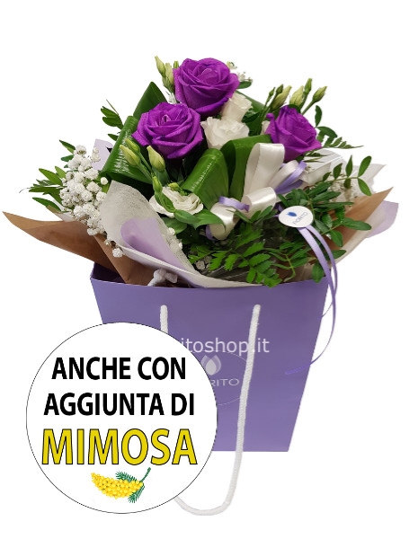 Boule grande con 3 rose viola