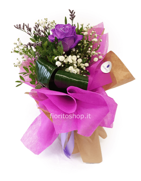 Bouquet con rosa viola
