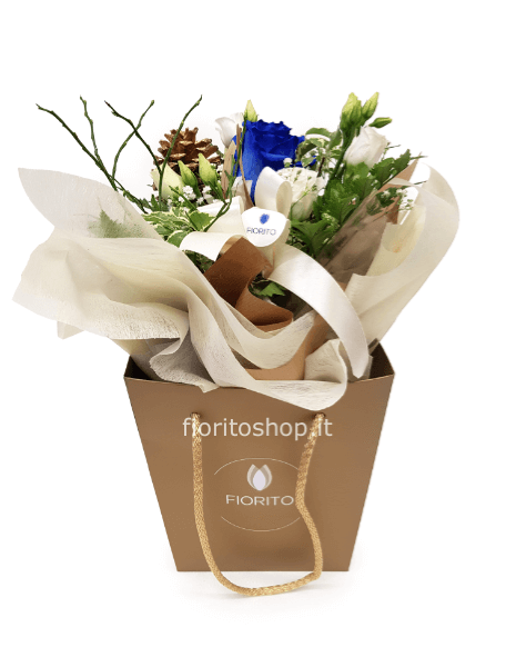 Boule piccola di auguri con rosa blu