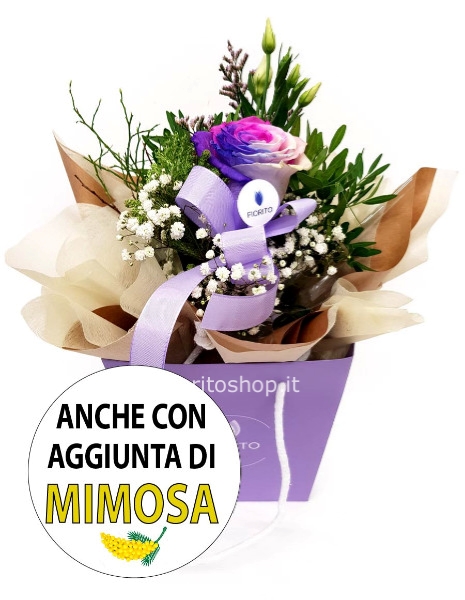 Boule piccola con rosa arcobaleno