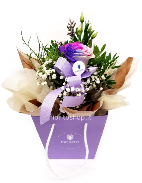 Boule piccola con rosa arcobaleno