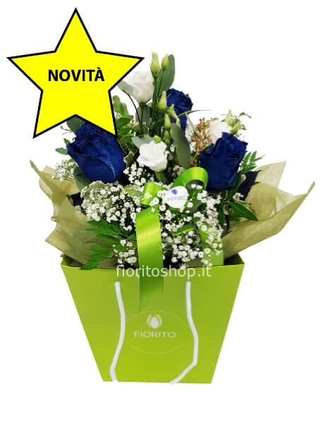 Boule grande con 3 rose BLU SCURE