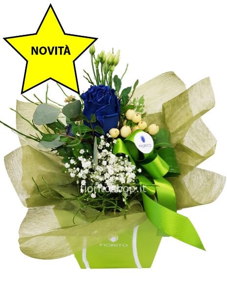 Boule piccola con rosa BLU SCURA