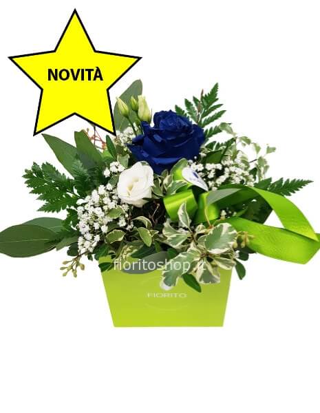 Cubotto con rosa BLU SCURA